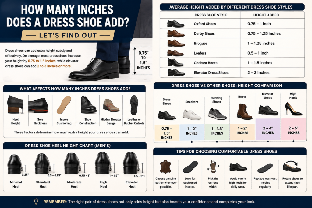How Many Inches Do Dress Shoes Add? Average Height Increase (2026 Guide)