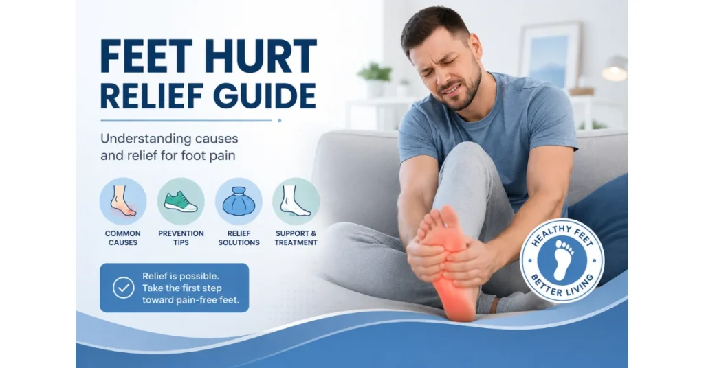 Feet Hurt relief concept showing foot pain
